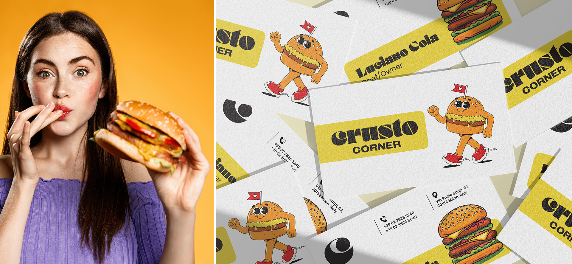 Restaurant Business Card Design | Crusto Corner - Burger Restaurant Visual Identity | Media Walll Street Restaurant Business Card Design | Crusto Corner - Burger Restaurant Visual Identity | Media Walll Street