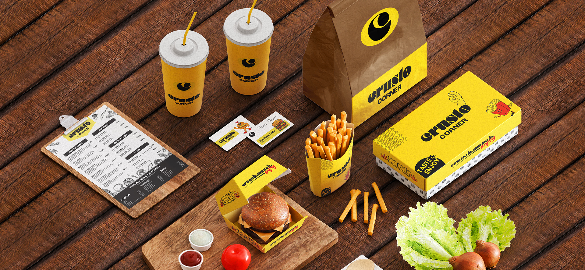 Packaging Design | Crusto Corner - Burger Restaurant Visual Identity | Media Walll Street Packaging Design | Crusto Corner - Burger Restaurant Visual Identity | Media Walll Street